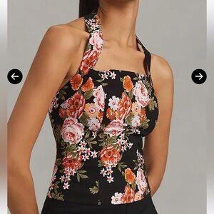 Anthropologie Maeve Retro Halter Top floral